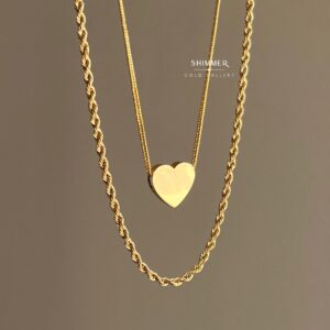 پلاک طلا قلب آینه ای