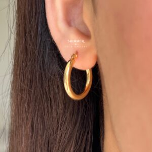 گوشواره طلا حلقه‌ای آینه‌ای